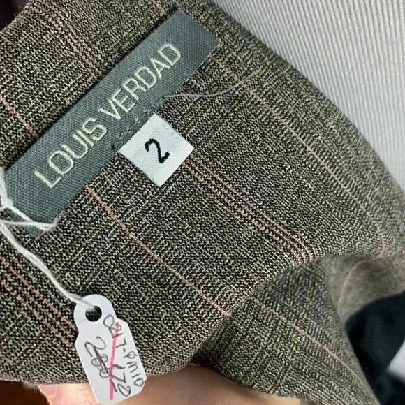 New Louis Verdad dress size 2 gray pink plaid v-neck with pockets career - Picture 11 of 11